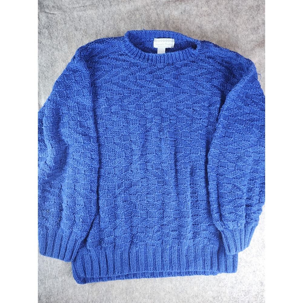 Vintage Nomadic Traders 3D Blue Crew Neck Pullover Sweater Adult Large